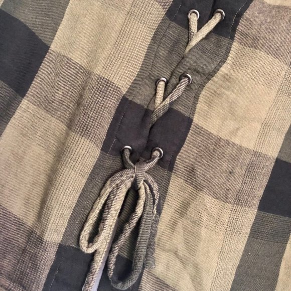 CLOTH & STONE ANTHROPOLOGIE | Green Plaid Boxy Pocket Crop Tie Back Shirt | XS - Picture 4 of 5